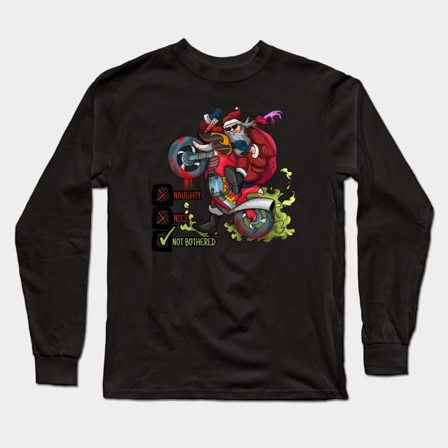 Naughty Santa Motorbike Rider Long Sleeve T-Shirt by Trendy Black Sheep